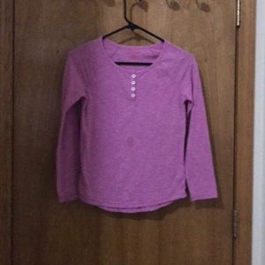 Purple long sleeve shirt with tiny stain